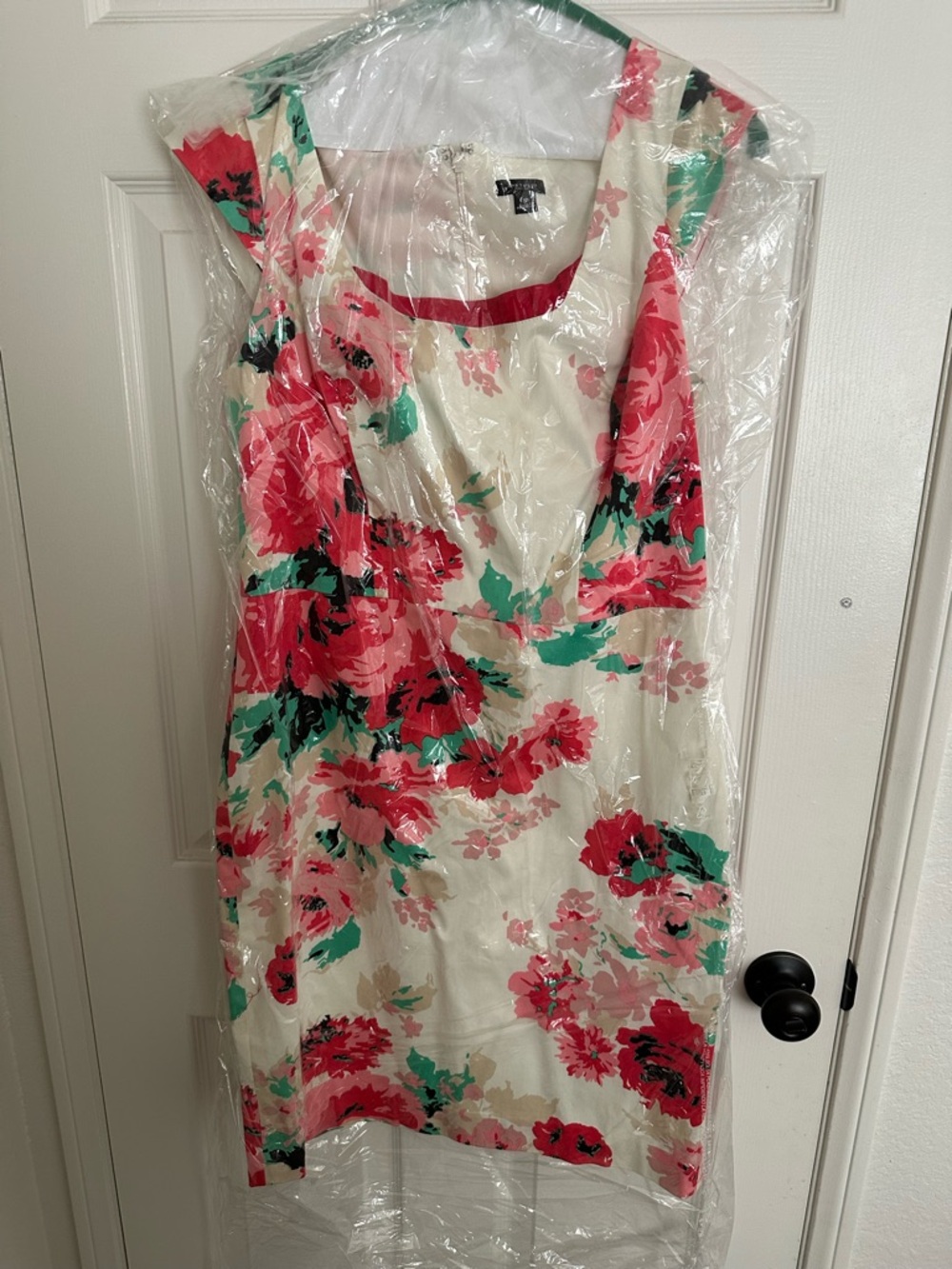 Ann Taylor Floral Pink & Green Sleeveless Sheath Dress Size 10